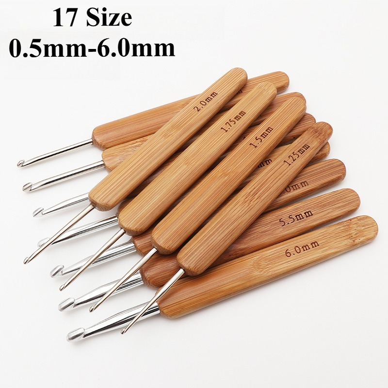 Crochet Hook Set - 1 szt. Bambusowe szydełka z ergonomicznym