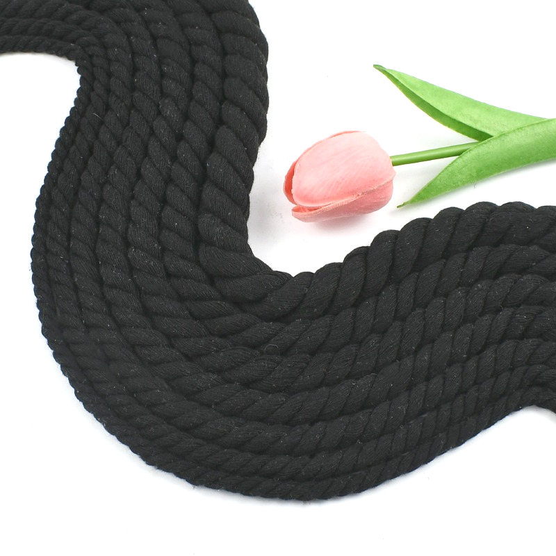 Macrame Cord Cotton - 1-5M 5-20mm Czarny Sznurek Bawełniany Pleciony