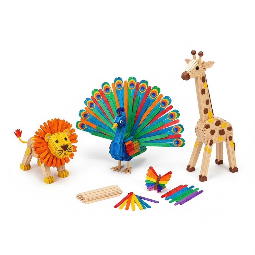 Art Craft Stick - 50 sztuk kolorowych drewnianych patyczków do