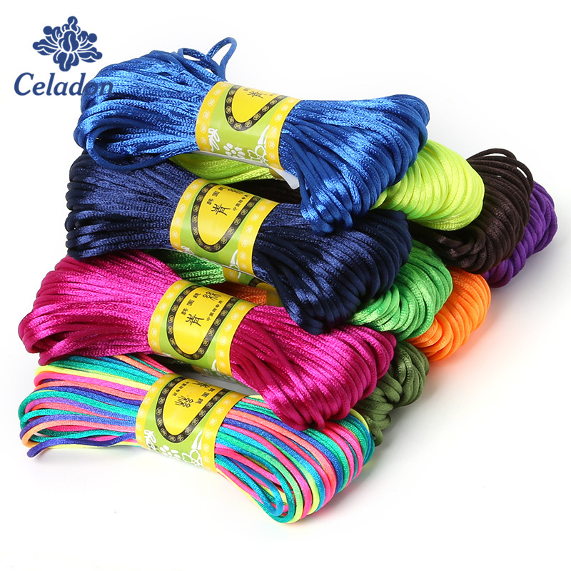 Macrame Cord Cotton - 2mm 20-metrowy miękka satyna jedwabny sznurek
