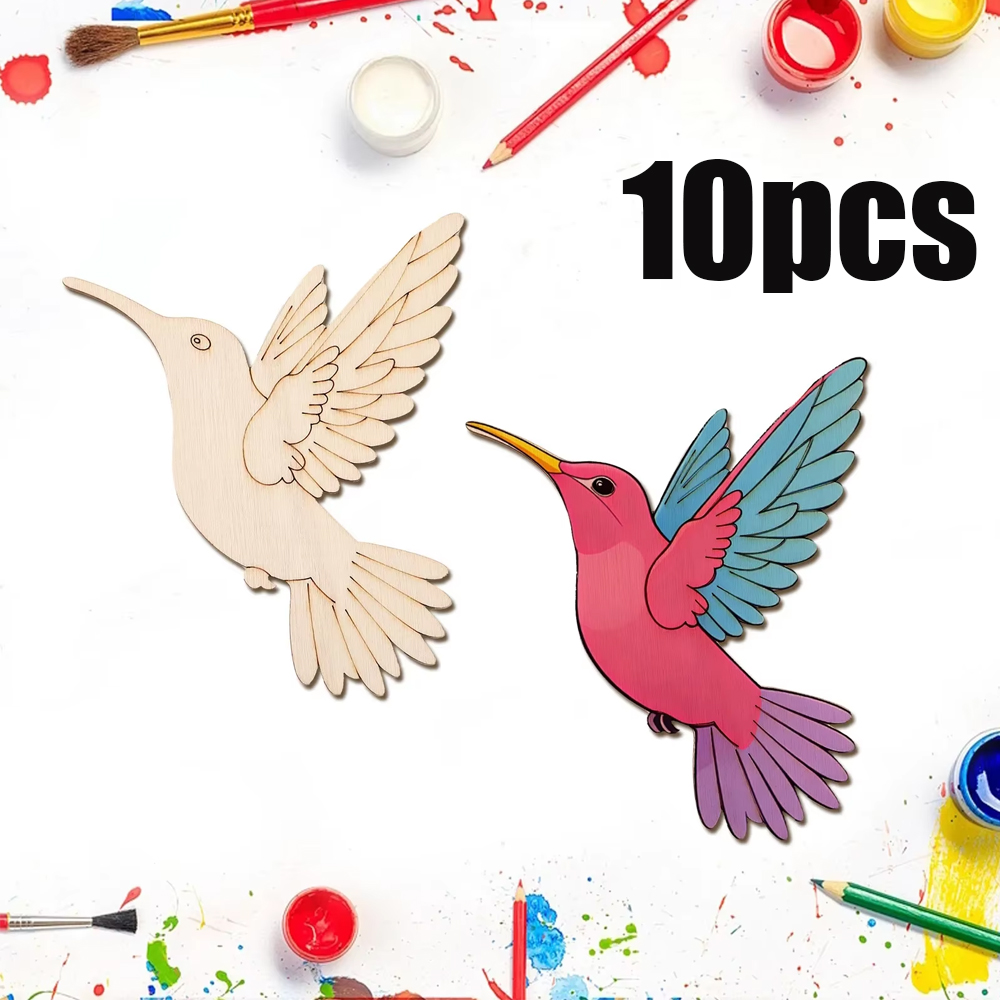 Art Crafting - 10 szt. Niedokończonych drewnianych wycinanych kształtów