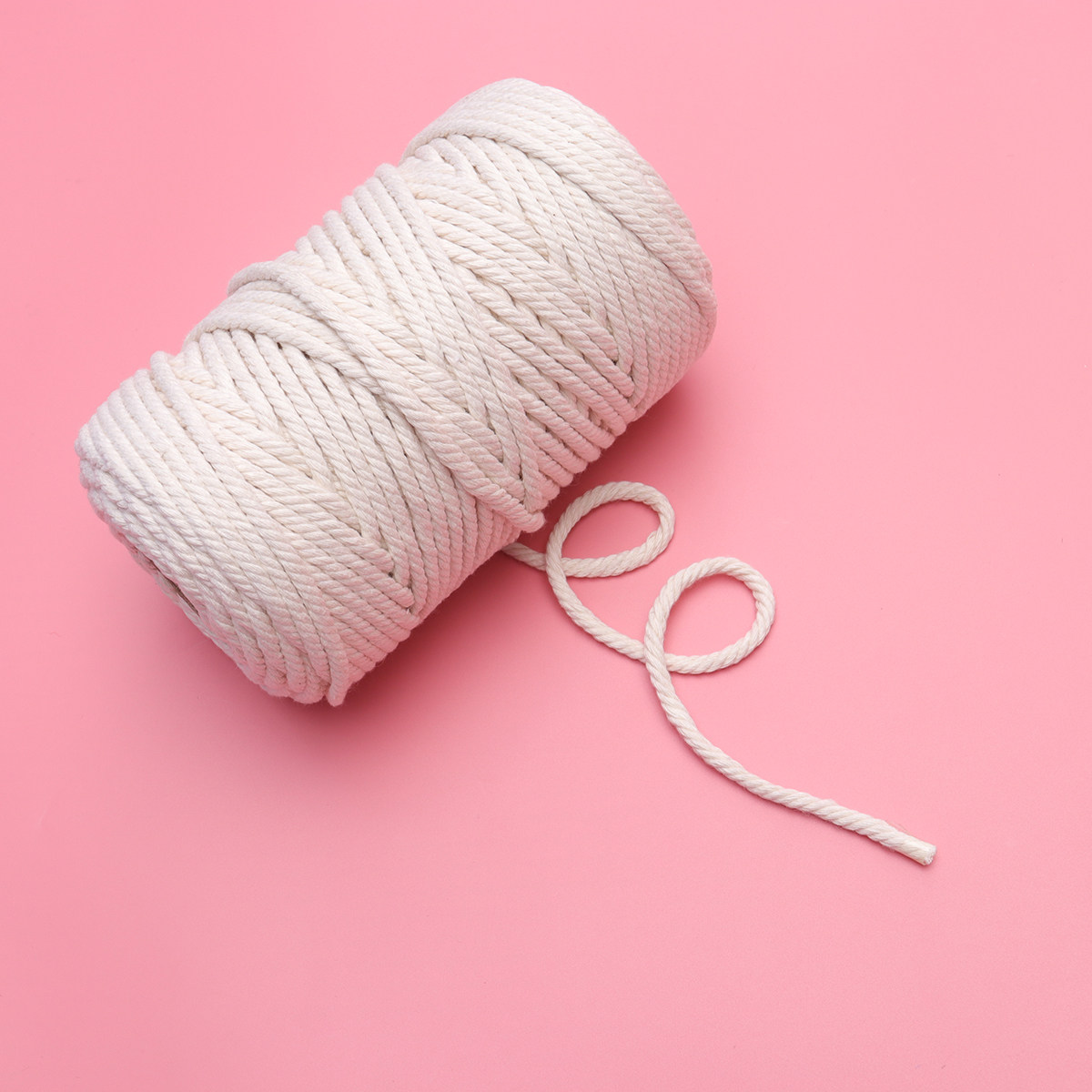 Macrame Cord Cotton - 100M Naturalna bawełniana lina 5mm, niebielona,
