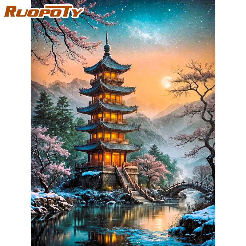 Art Craft Room Ideas - RUOPOTY Pagoda Diamentowe Malowanie na Ścianę