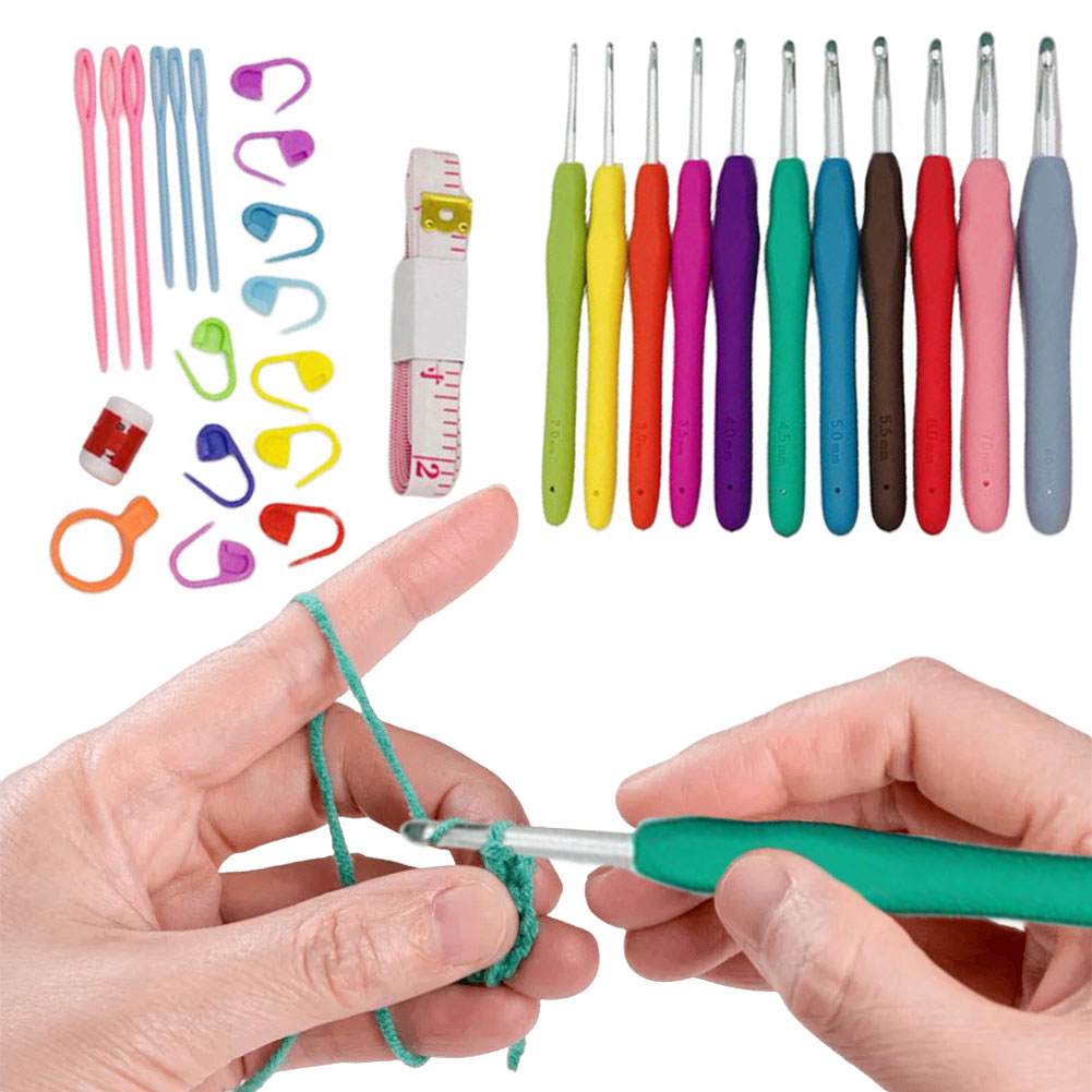 Crochet Hook Set - Zestaw szydełek aluminiowych z etui, kolorowy