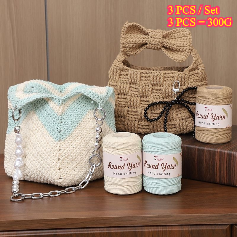 3 SZT. 300g Okrągła Włóczka Ba – Macrame Cord Cotton recenzja i cena