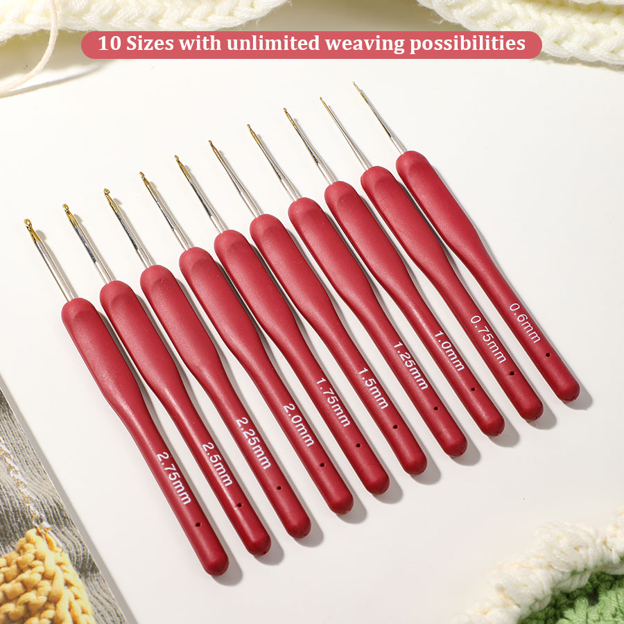 Zestaw 10 szt. czerwonych szyd – Crochet Hook Set recenzja i cena